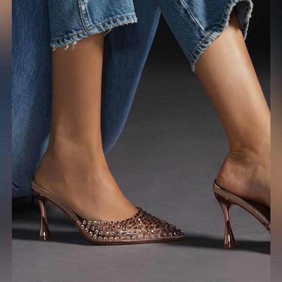 Jeffrey Campbell X Anthropologie Ziva Heel Rhinestone Studded Pointed Toe 9.5 - Picture 10 of 10